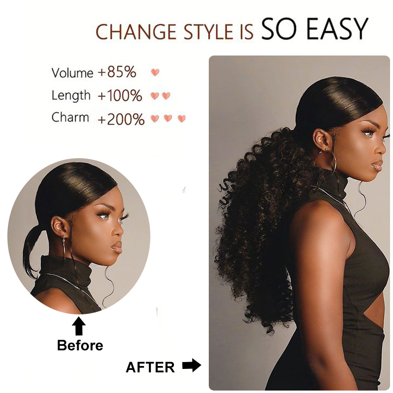 Long Curly Drawstring Ponytail - Drawstring Afro Curly Puff Ponytail ulasan dan harga