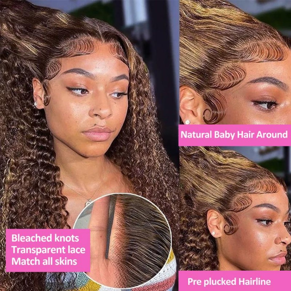 427 Highlight Ombre Wig Human  - Hd Lace Frontal Wig Human Hair Pre Plucked ulasan dan harga