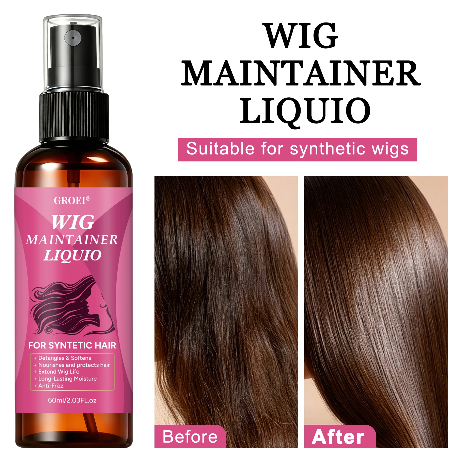 GROEI Anti‑Frizz Wig Maintaine - Synthetic Wigs ulasan dan harga
