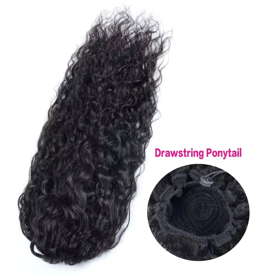 Water Wave Ponytail Human Hair - Seamless Clip In Hair Extensions Human Hair ulasan dan harga