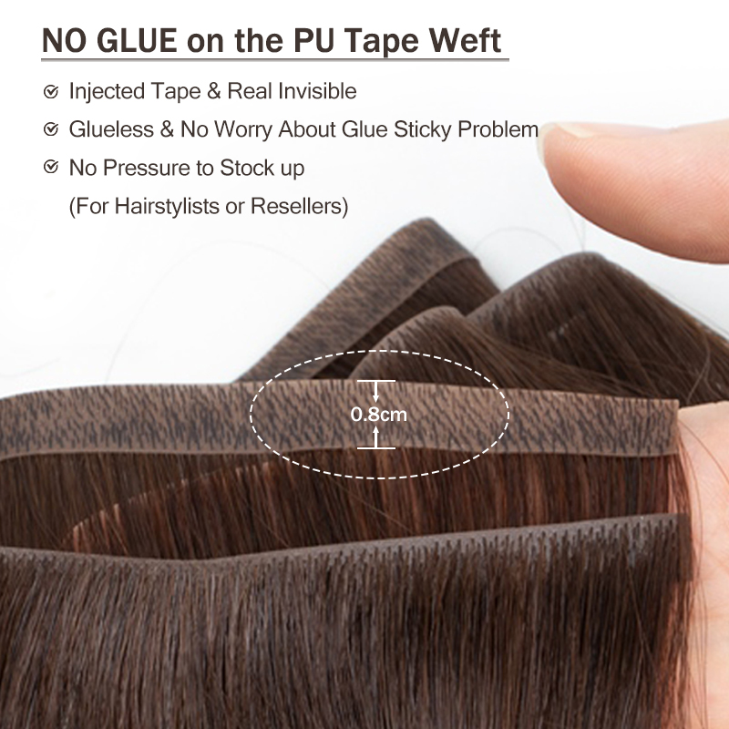 Invisible Long Tape PU Weft Hu - Invisible Tape In Extensions Real Hair ulasan dan harga