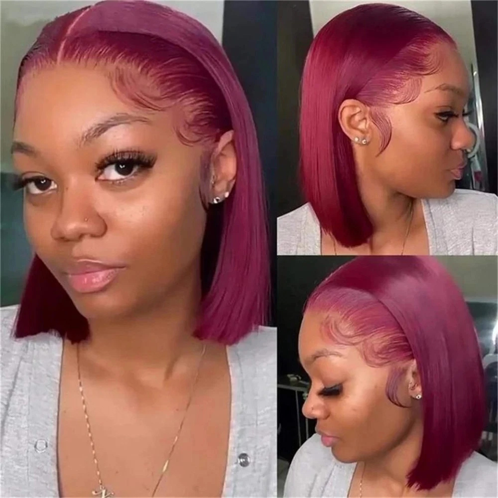 Short Bob Wig Human Hair Burgu - Pre Parted 13X4 Lace Front Bob Wig ulasan dan harga