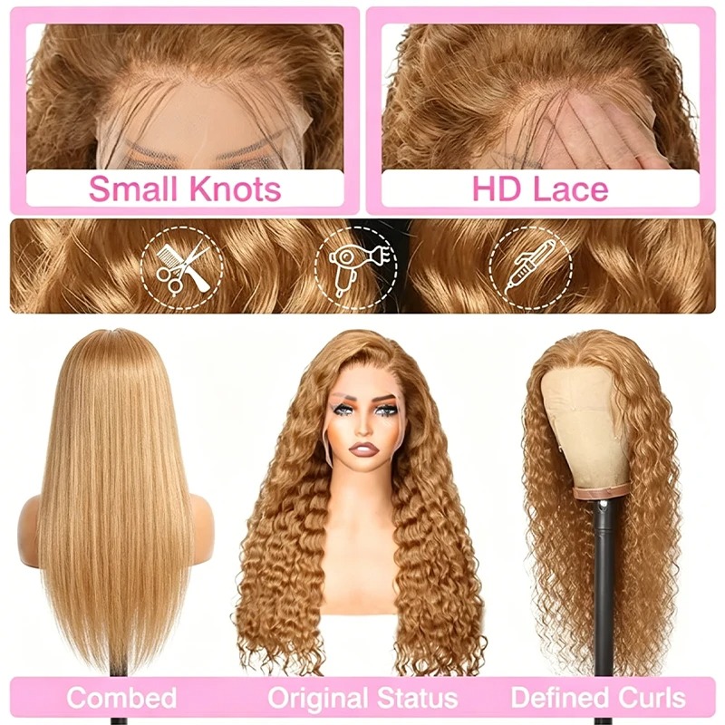34 38Inch Honey Blonde Wig Hum - Hd Lace Frontal Wig Human Hair Pre Plucked ulasan dan harga