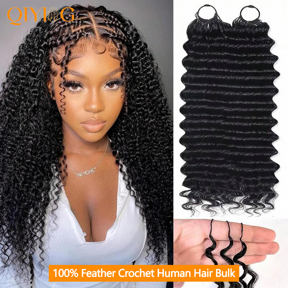 12A Deep Wave Crochet Human Ha - Water Wave Bulk Human Hair For Braiding ulasan dan harga